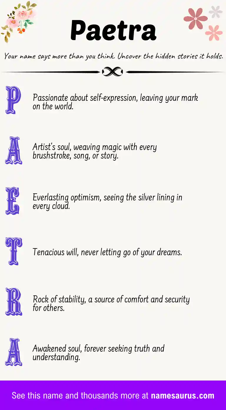 Acrostic poem about Paetra.