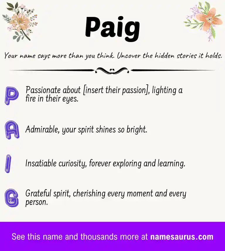 Acrostic poem about Paig.