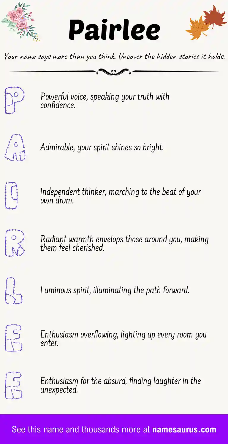 Acrostic poem about Pairlee.