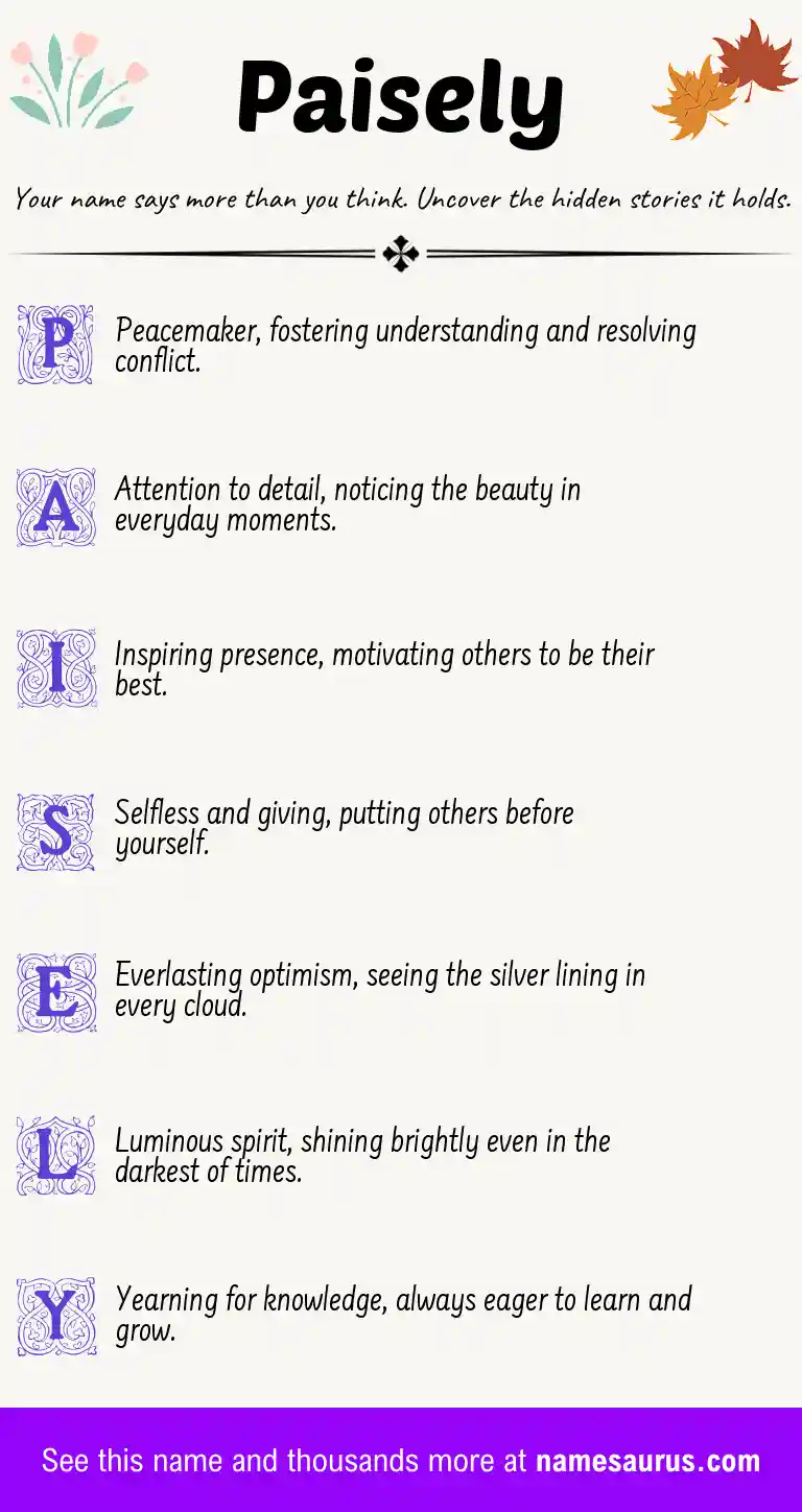 Acrostic poem about Paisely.