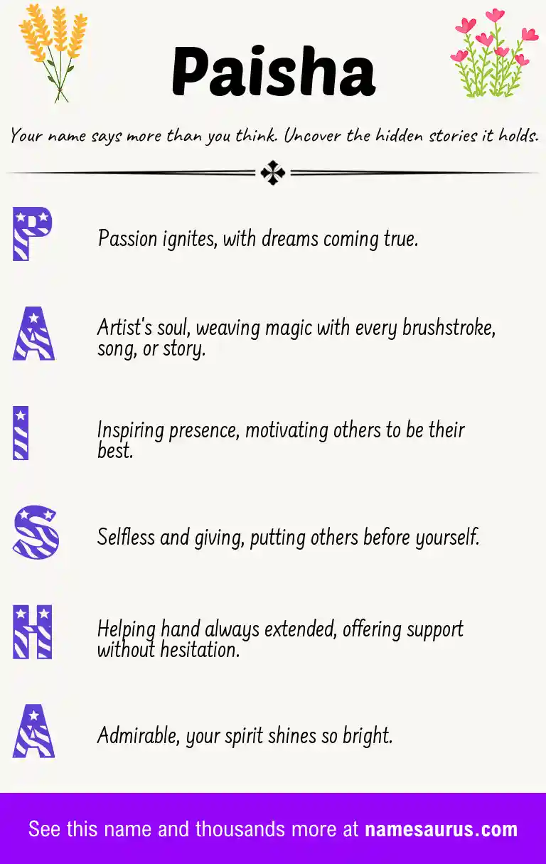 Acrostic poem about Paisha.