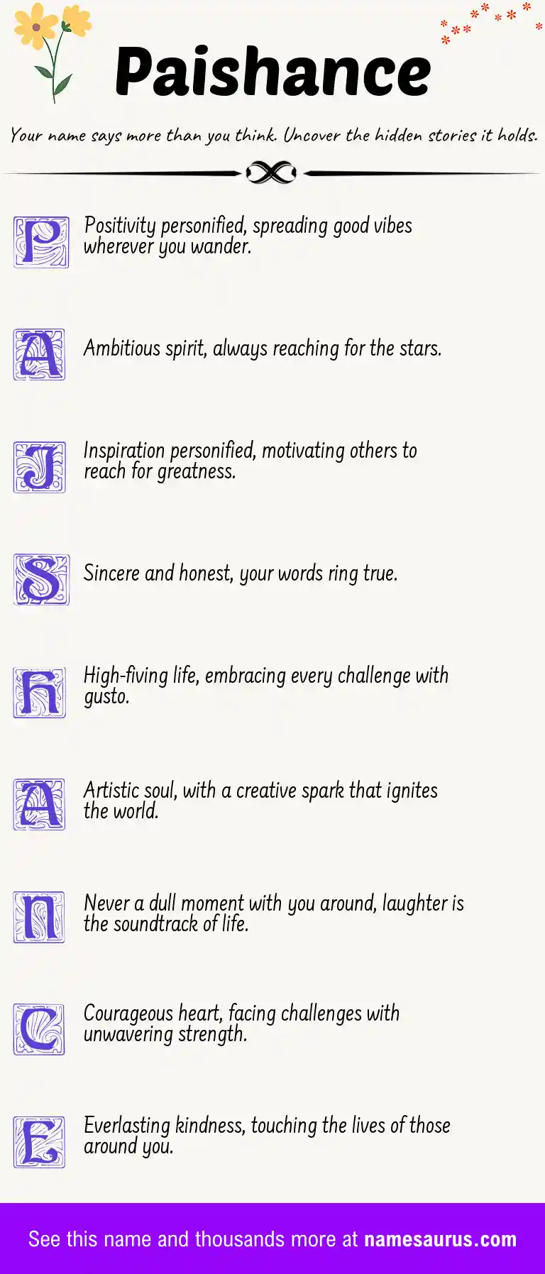 Acrostic poem about Paishance.