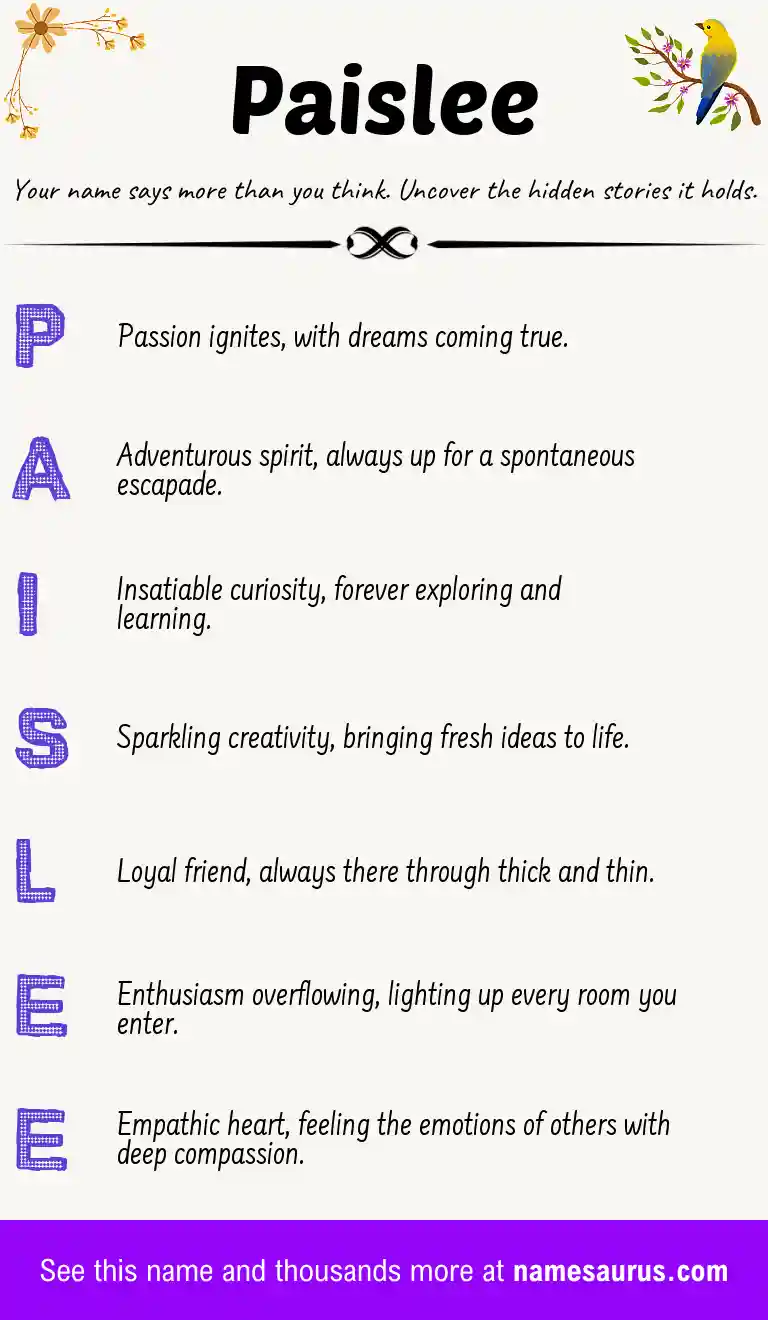 Acrostic poem about Paislee.