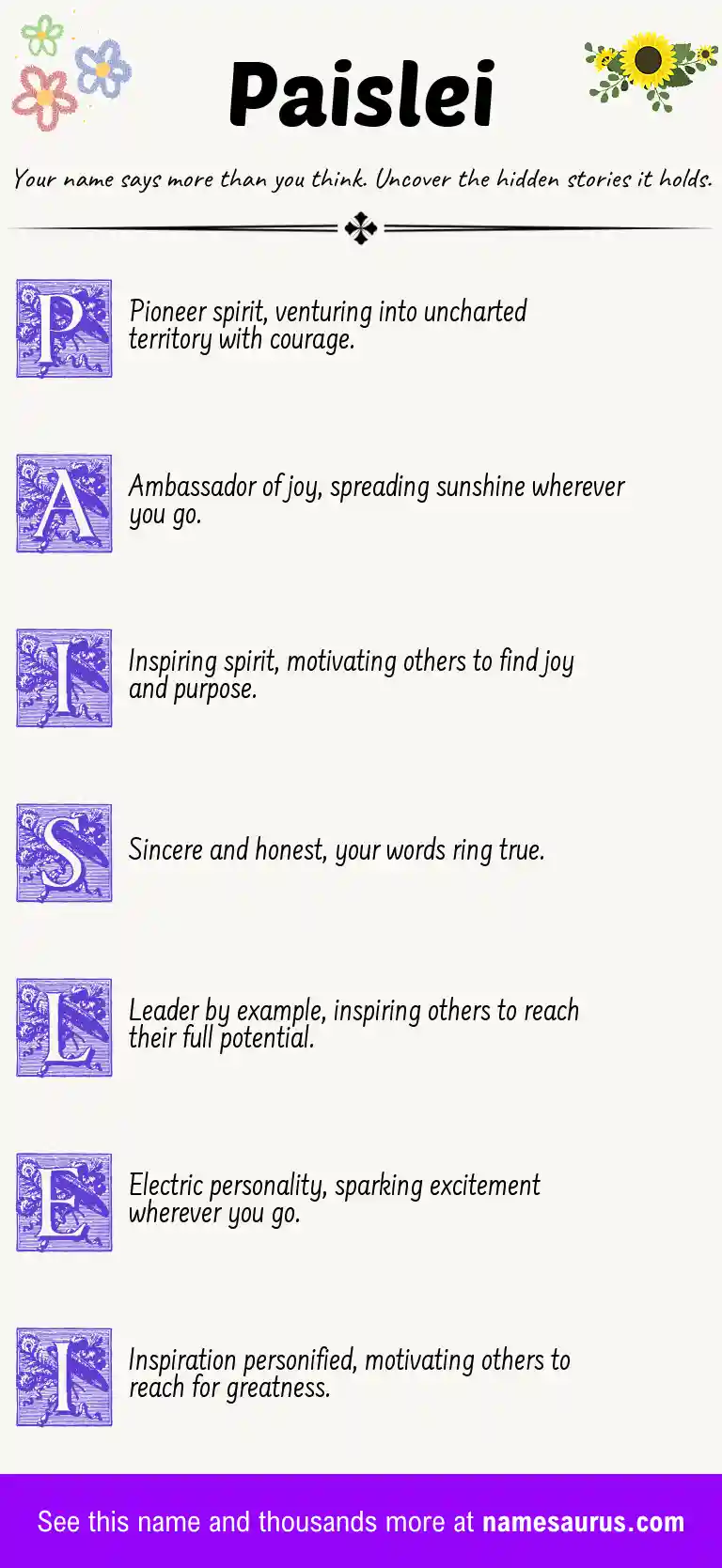 Acrostic poem about Paislei.