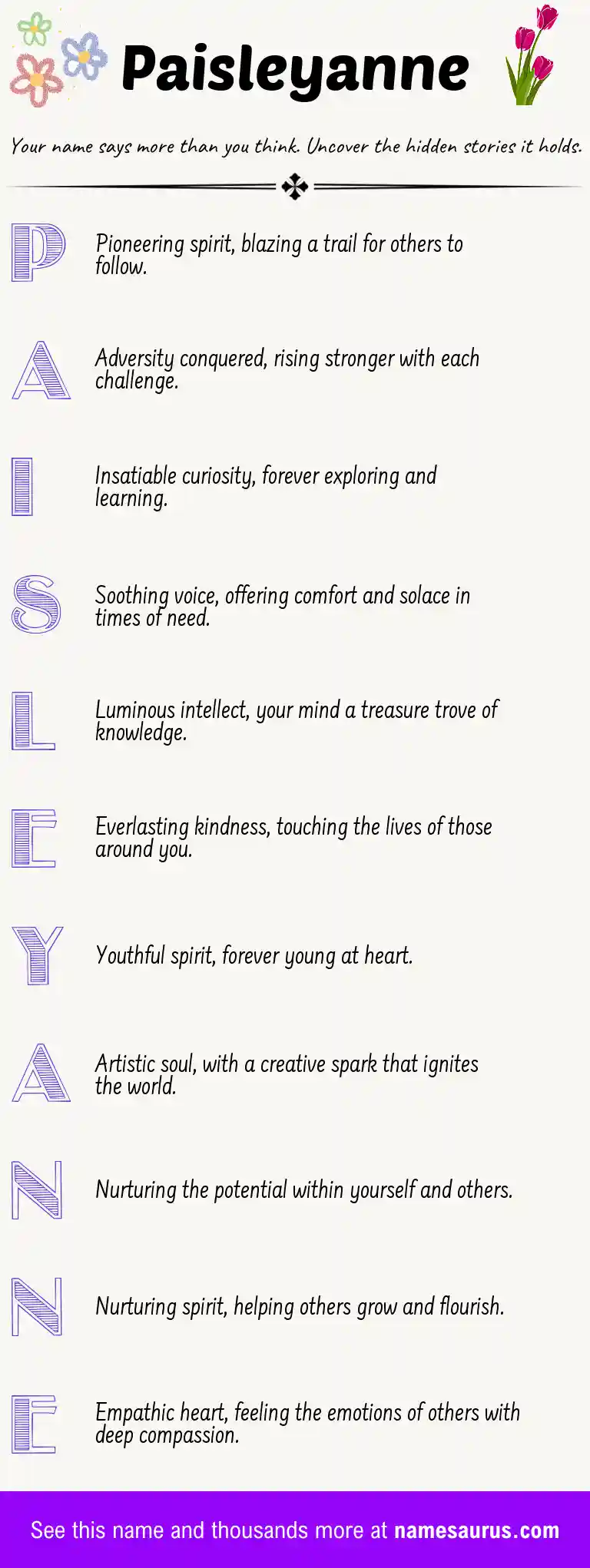 Acrostic poem about Paisleyanne.