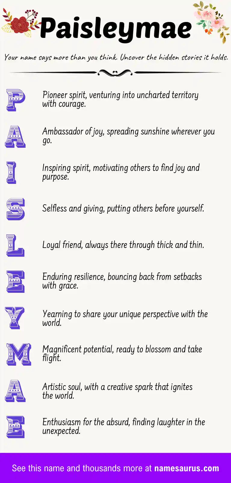 Acrostic poem about Paisleymae.