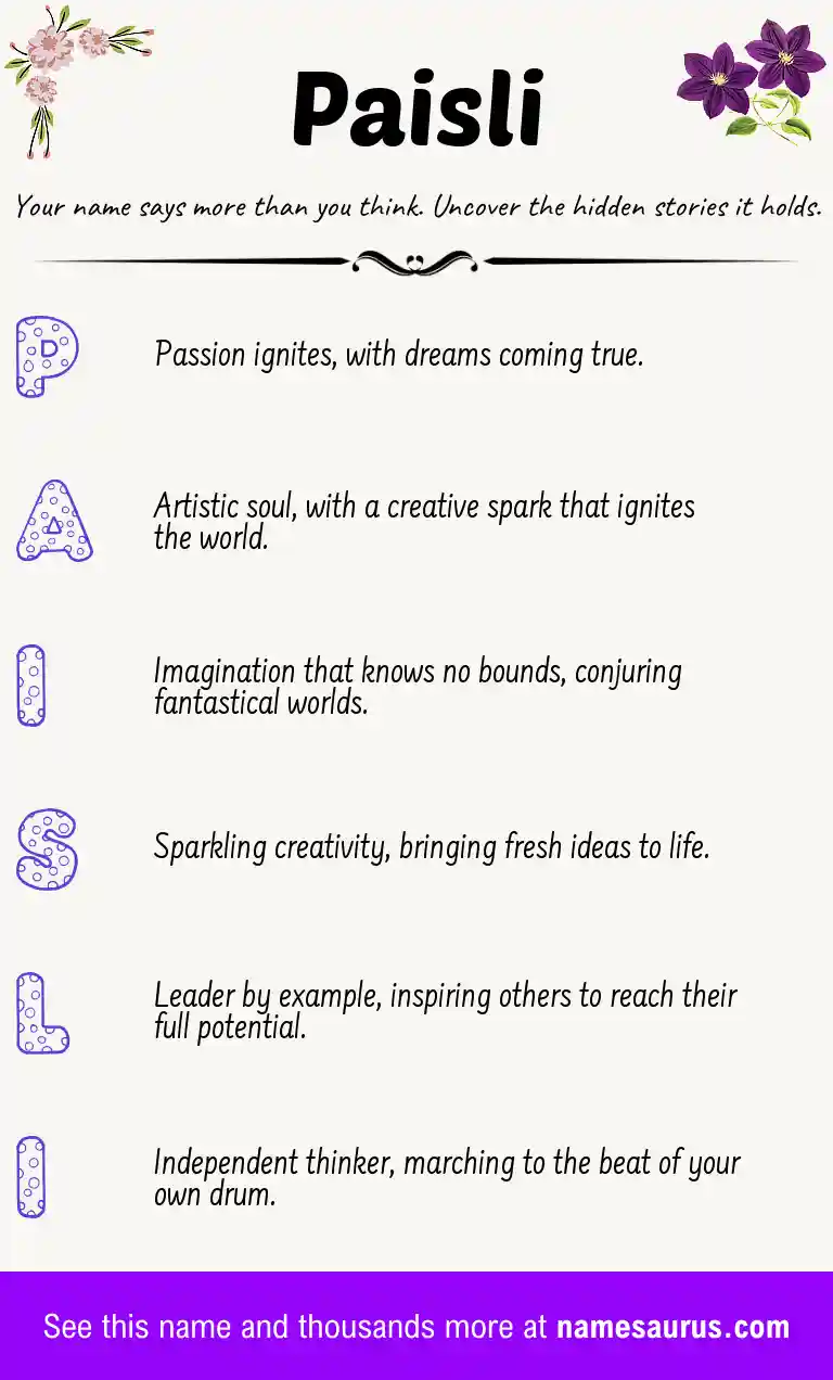 Acrostic poem about Paisli.