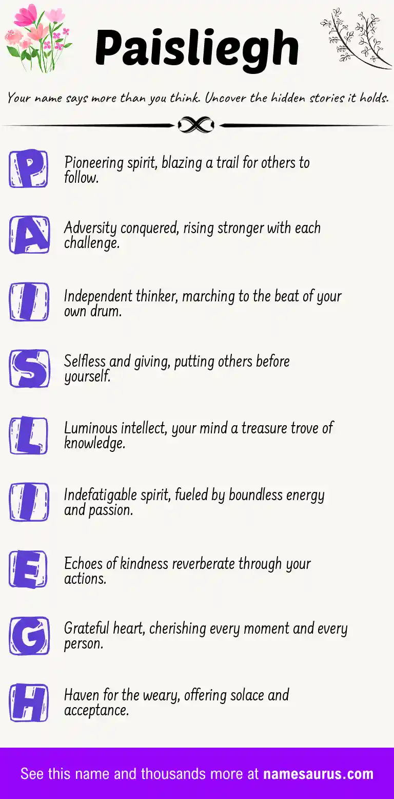 Acrostic poem about Paisliegh.