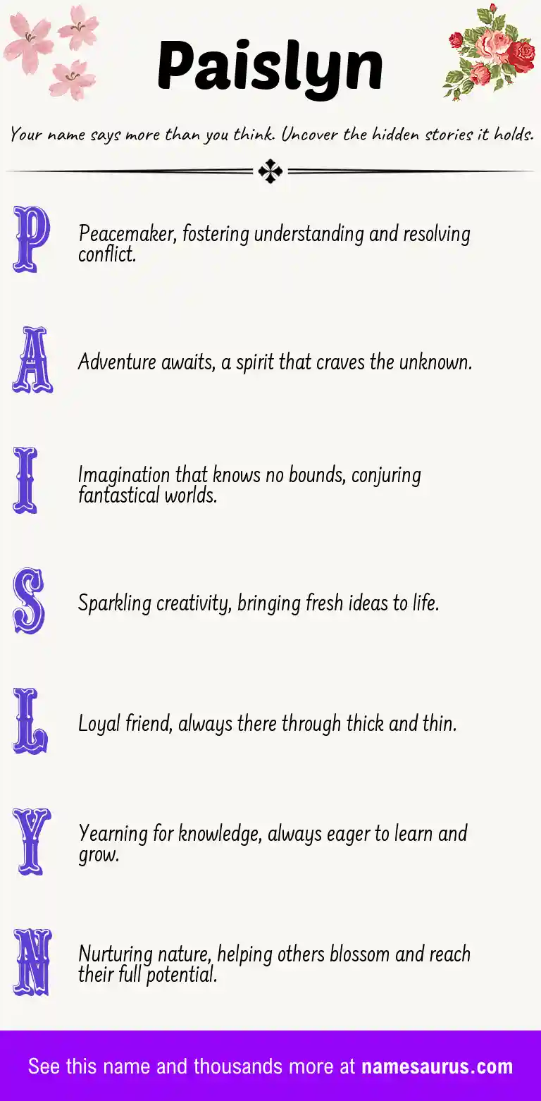 Acrostic poem about Paislyn.