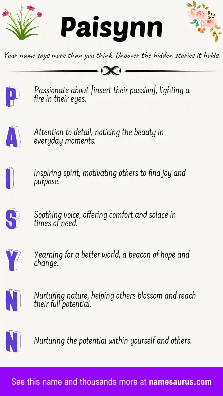 Acrostic poem about Paisynn.