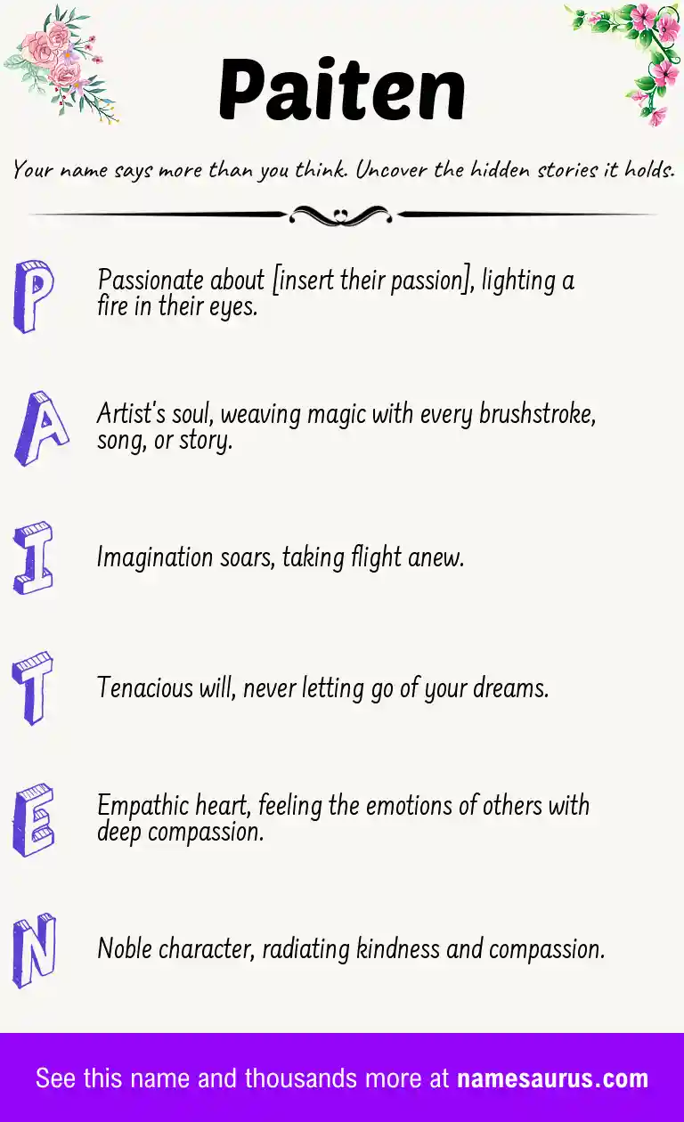 Acrostic poem about Paiten.