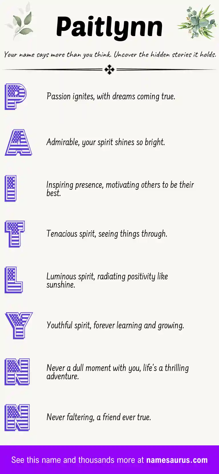 Acrostic poem about Paitlynn.