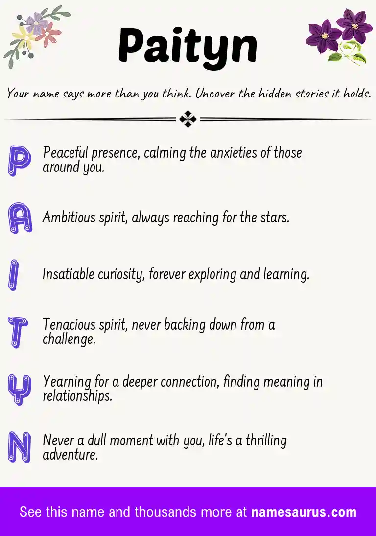 Acrostic poem about Paityn.