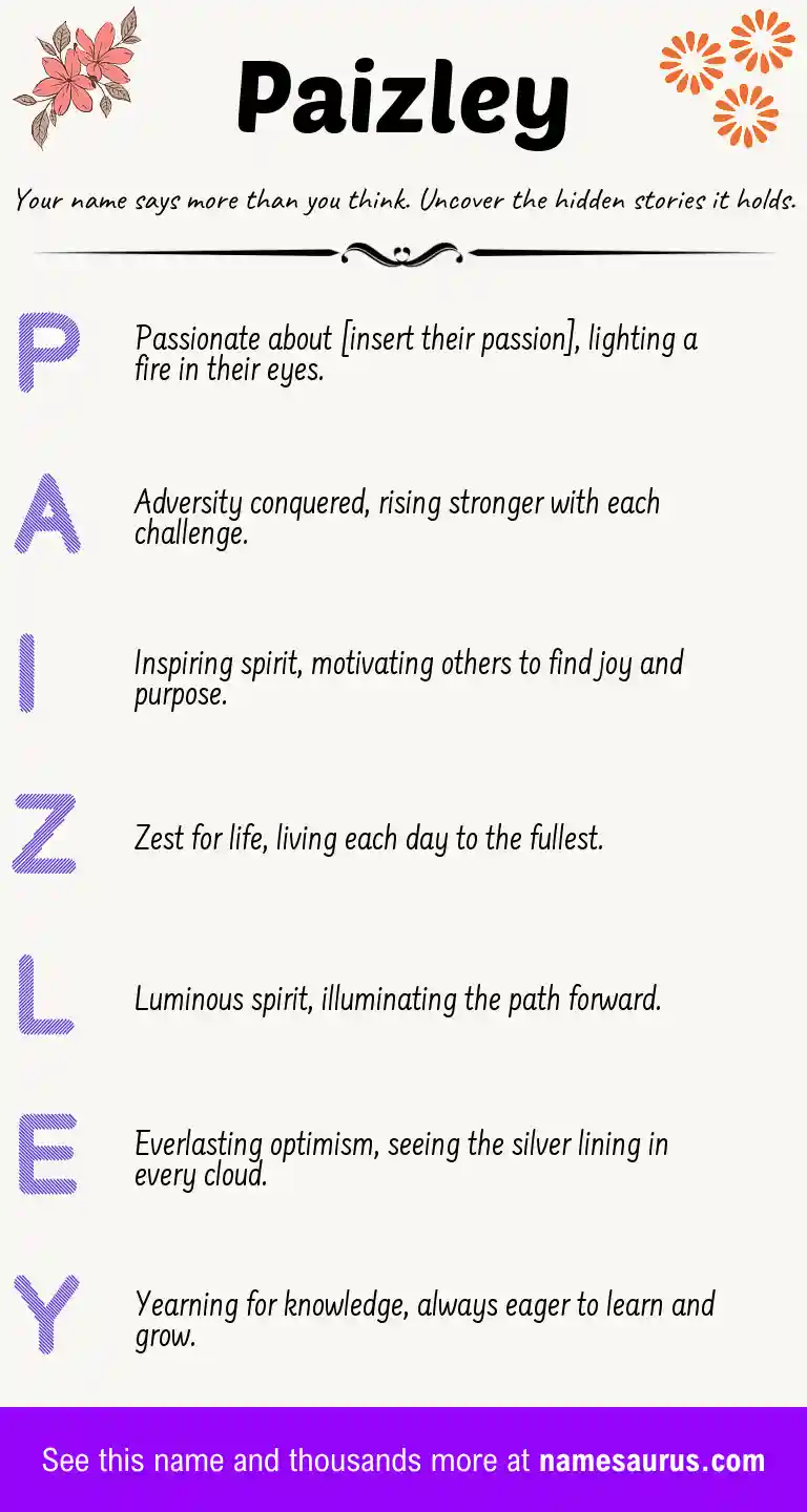 Acrostic poem about Paizley.