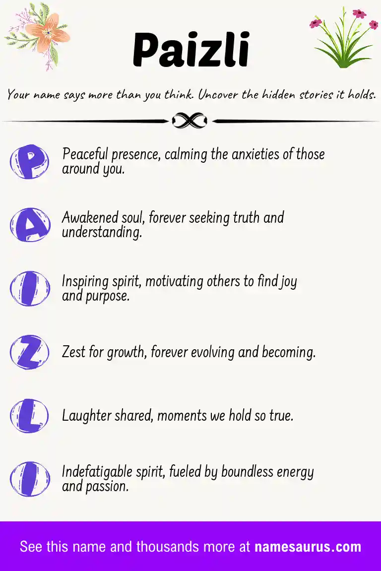 Acrostic poem about Paizli.