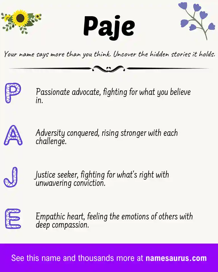 Acrostic poem about Paje.