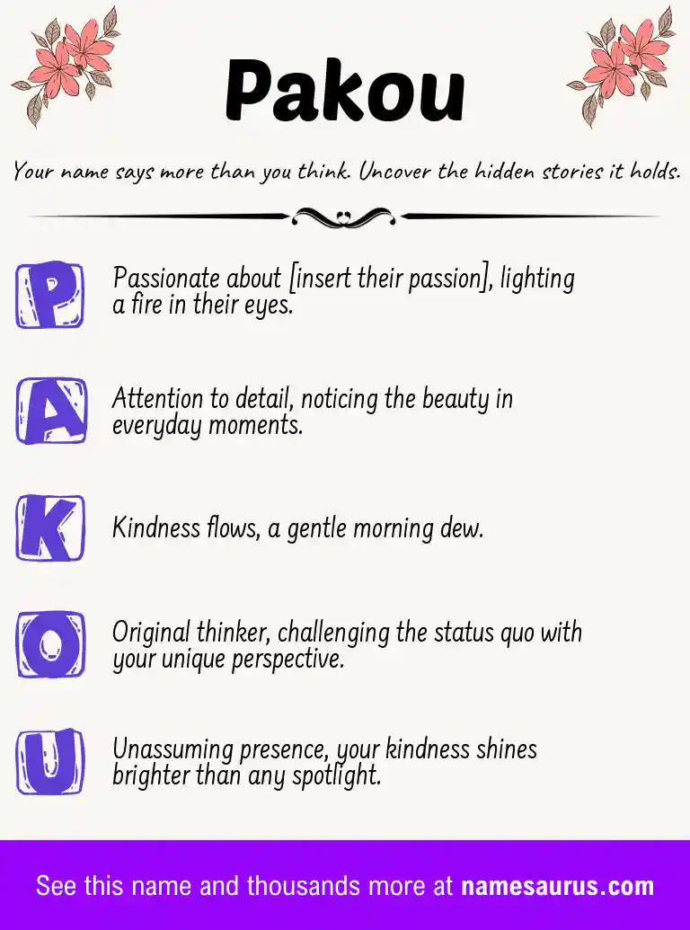Acrostic poem about Pakou.