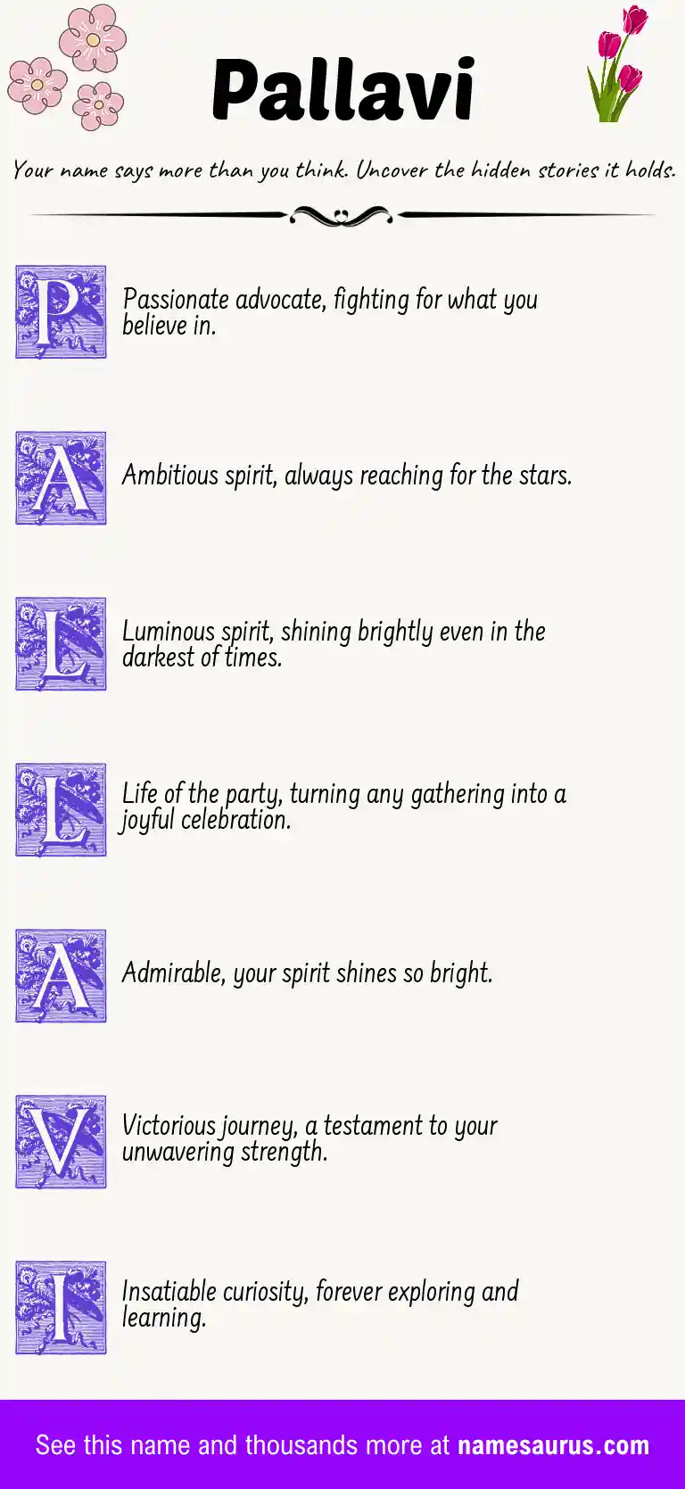 Acrostic poem about Pallavi.