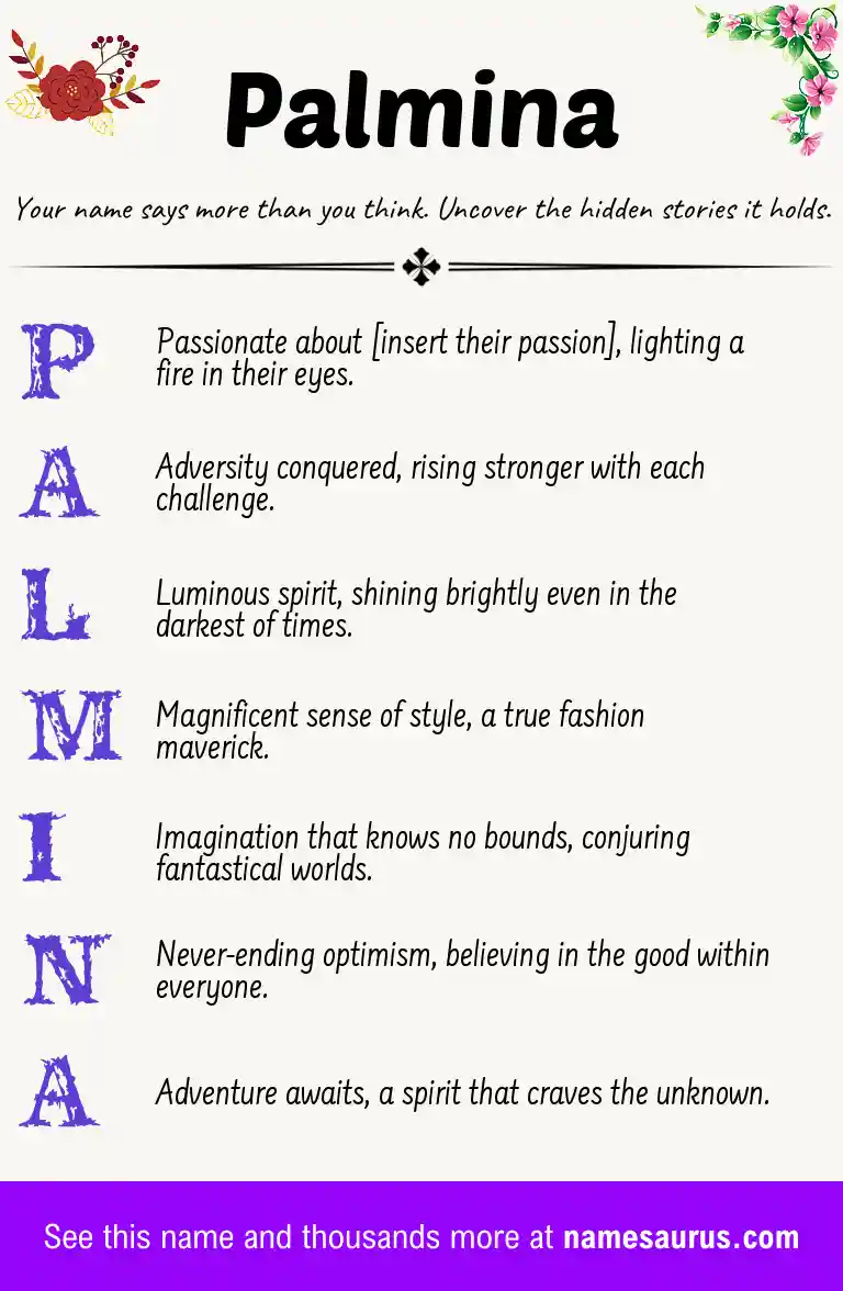 Acrostic poem about Palmina.