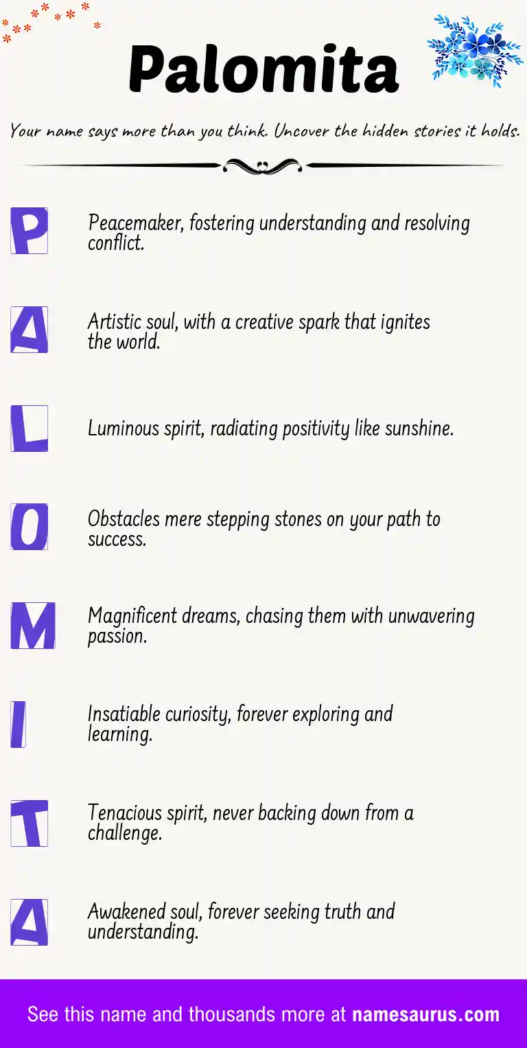Acrostic poem about Palomita.