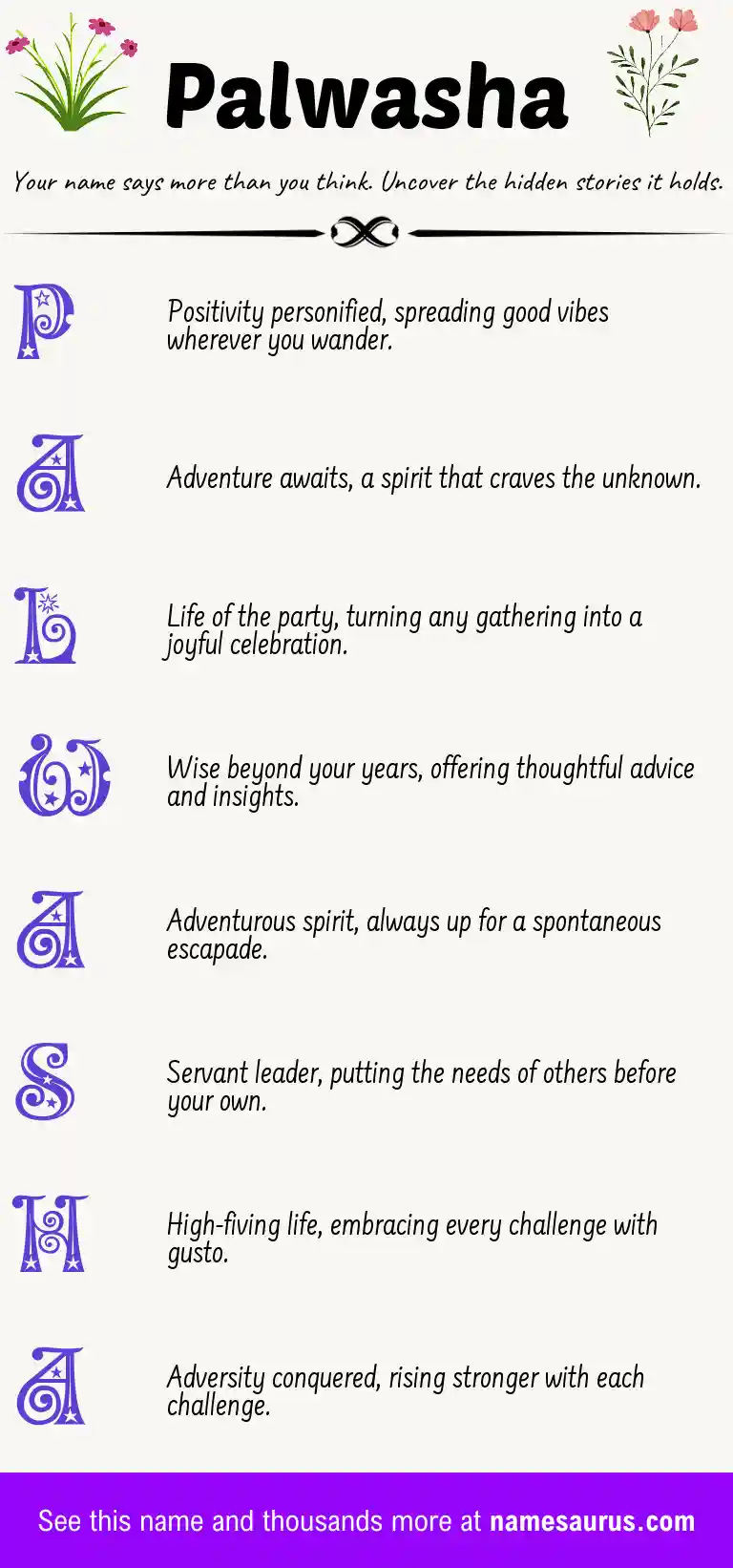 Acrostic poem about Palwasha.