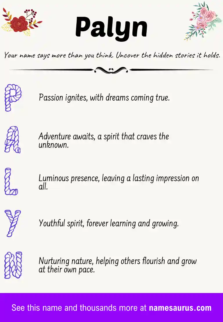 Acrostic poem about Palyn.