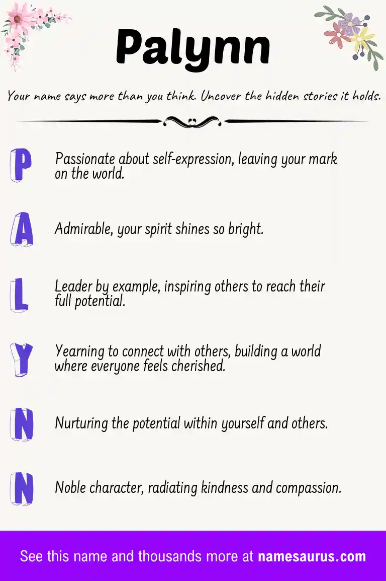Acrostic poem about Palynn.