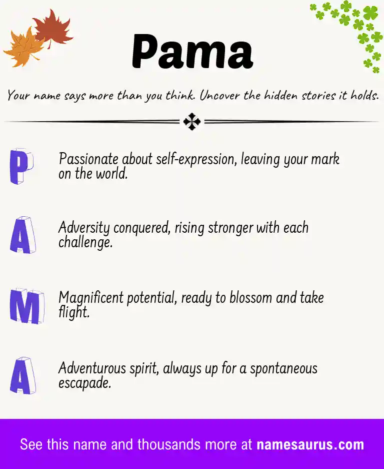 Acrostic poem about Pama.