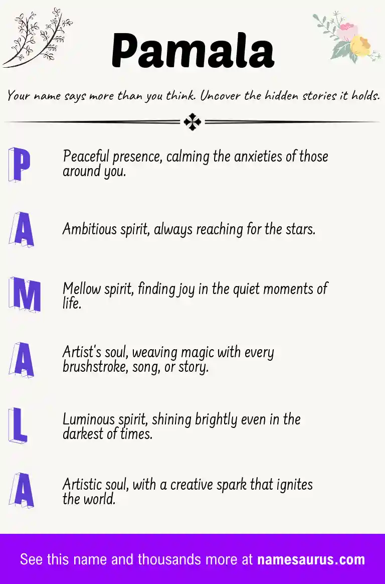 Acrostic poem about Pamala.