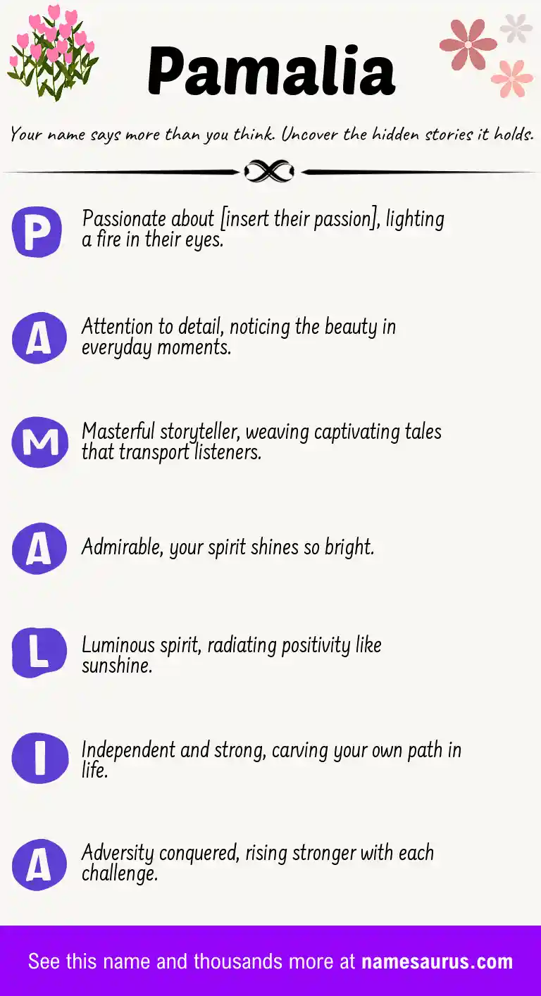 Acrostic poem about Pamalia.