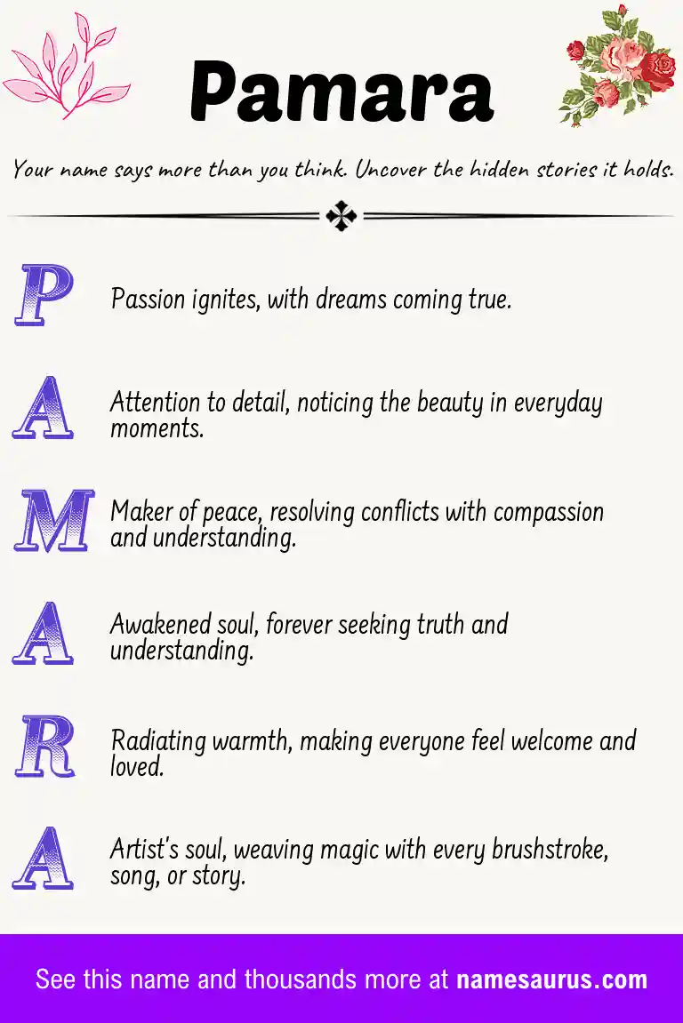 Acrostic poem about Pamara.
