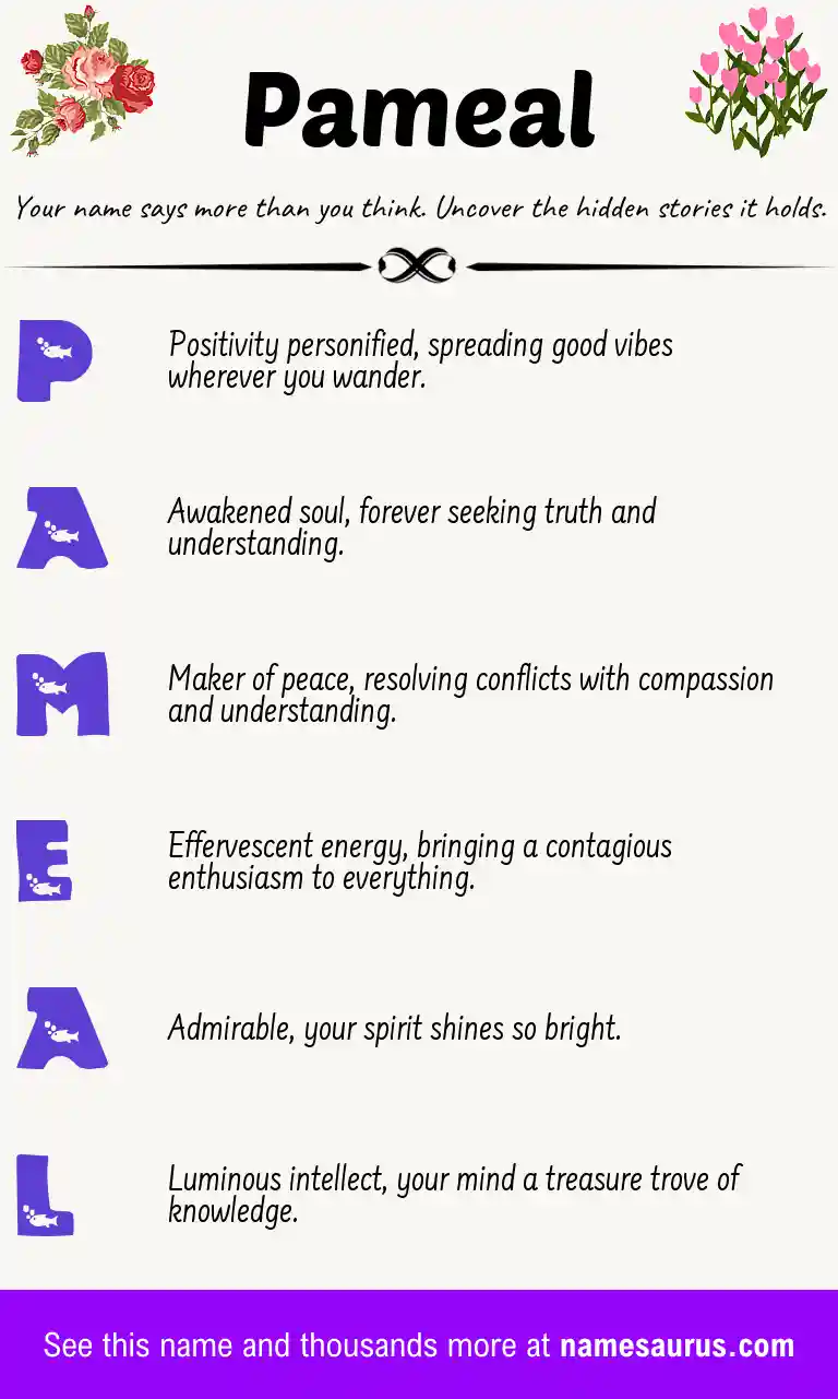 Acrostic poem about Pameal.