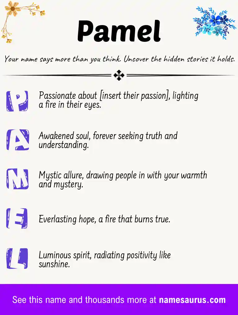 Acrostic poem about Pamel.