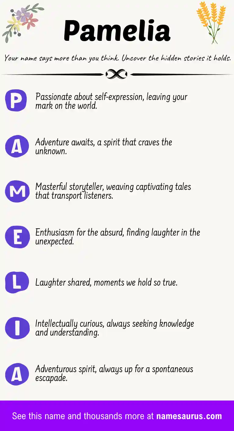 Acrostic poem about Pamelia.