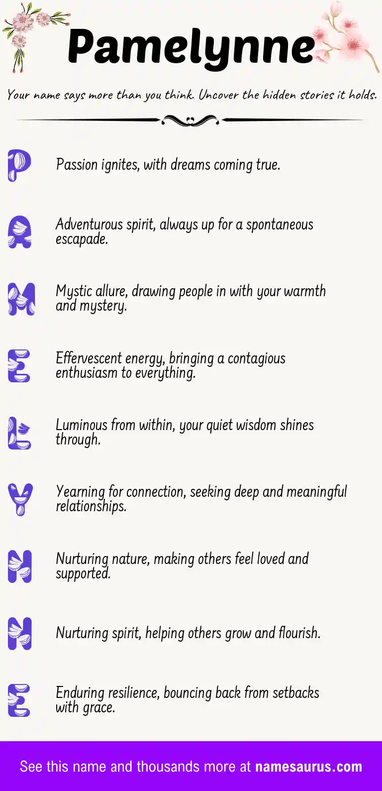 Acrostic poem about Pamelynne.