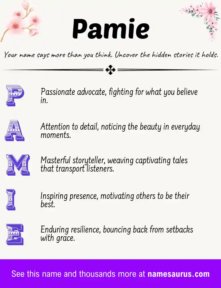 Acrostic poem about Pamie.