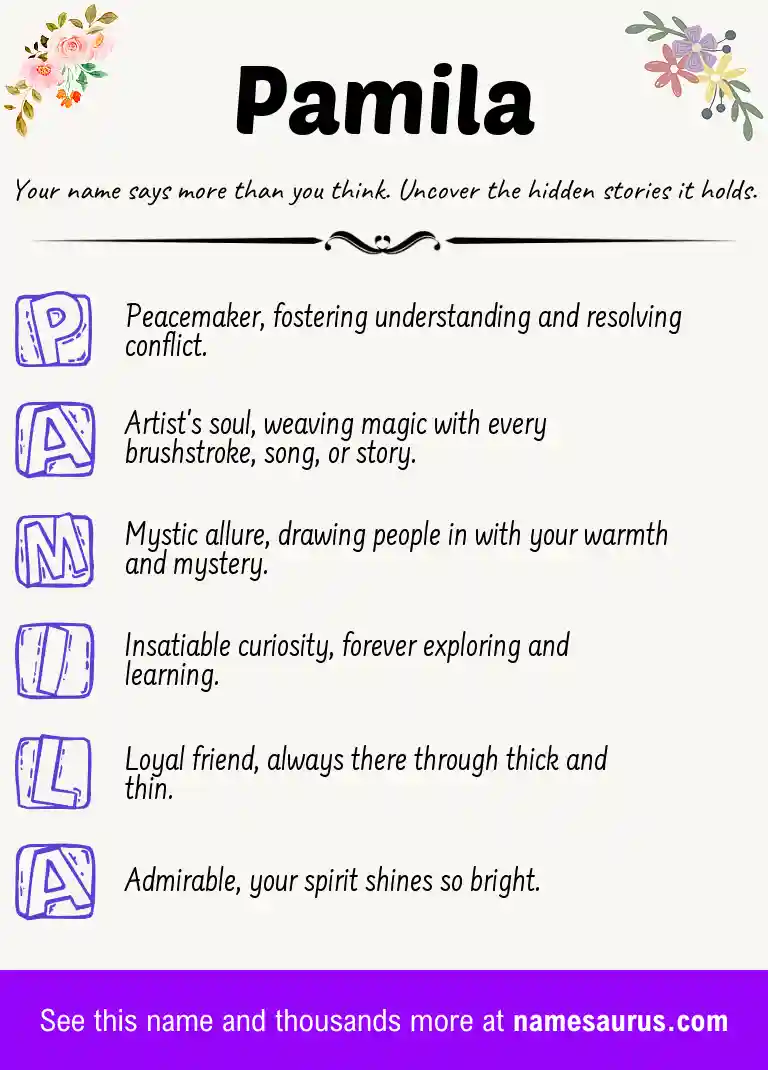 Acrostic poem about Pamila.