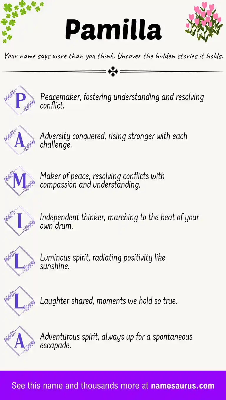 Acrostic poem about Pamilla.