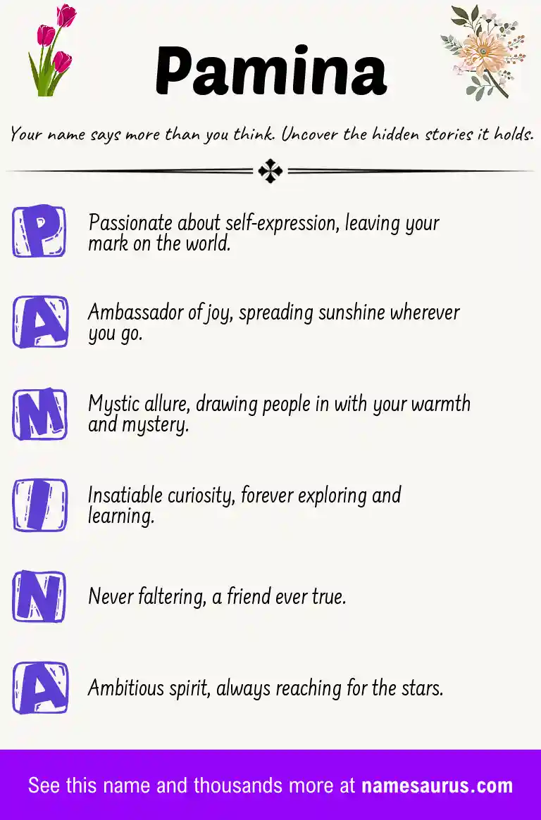 Acrostic poem about Pamina.