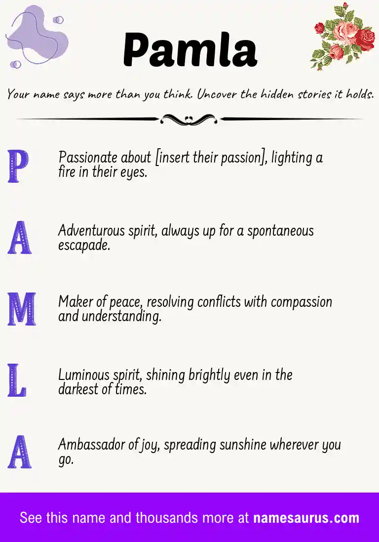 Acrostic poem about Pamla.