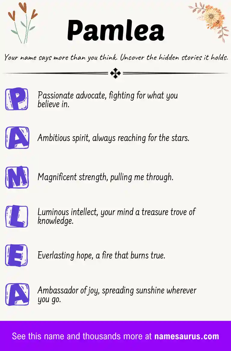 Acrostic poem about Pamlea.