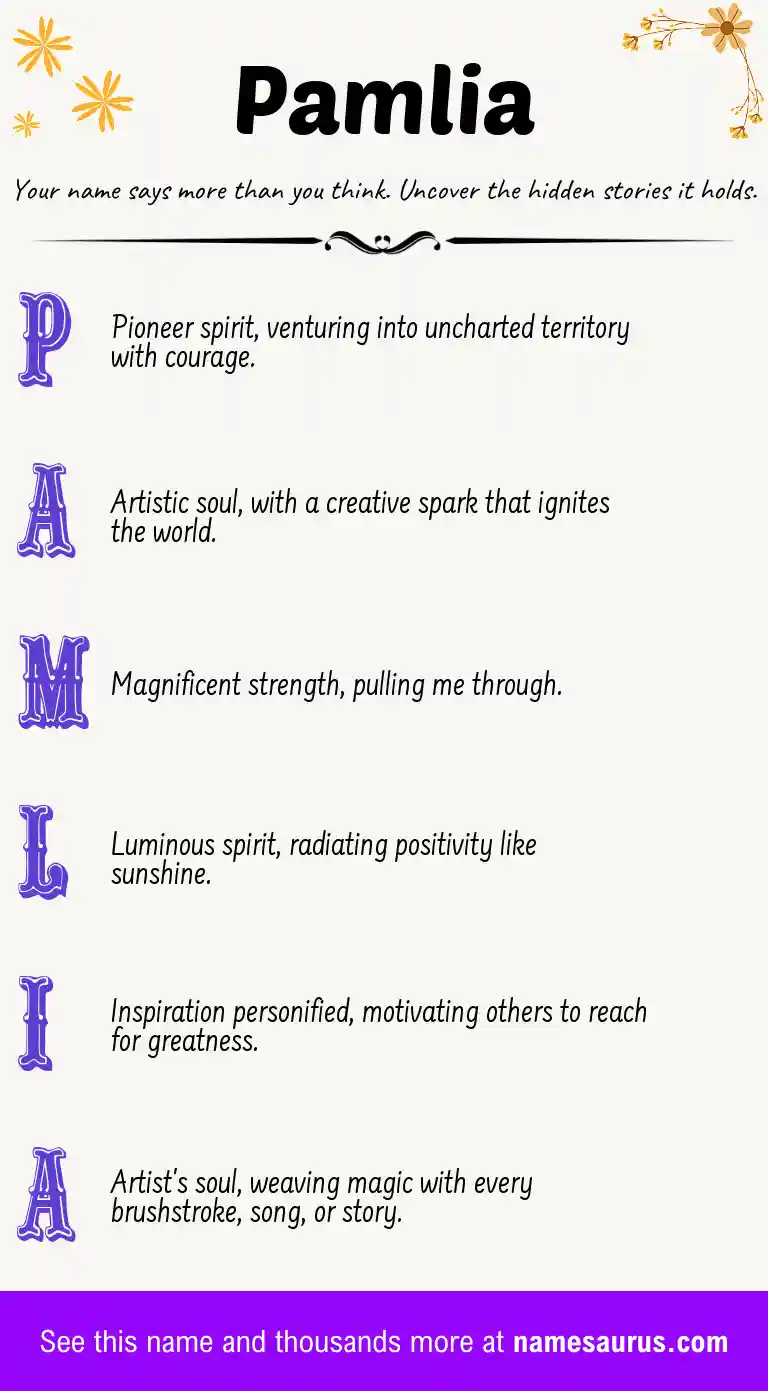 Acrostic poem about Pamlia.