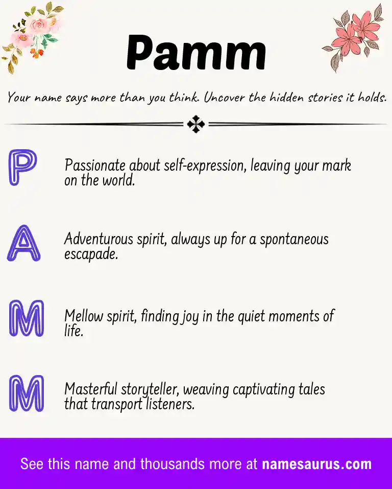 Acrostic poem about Pamm.