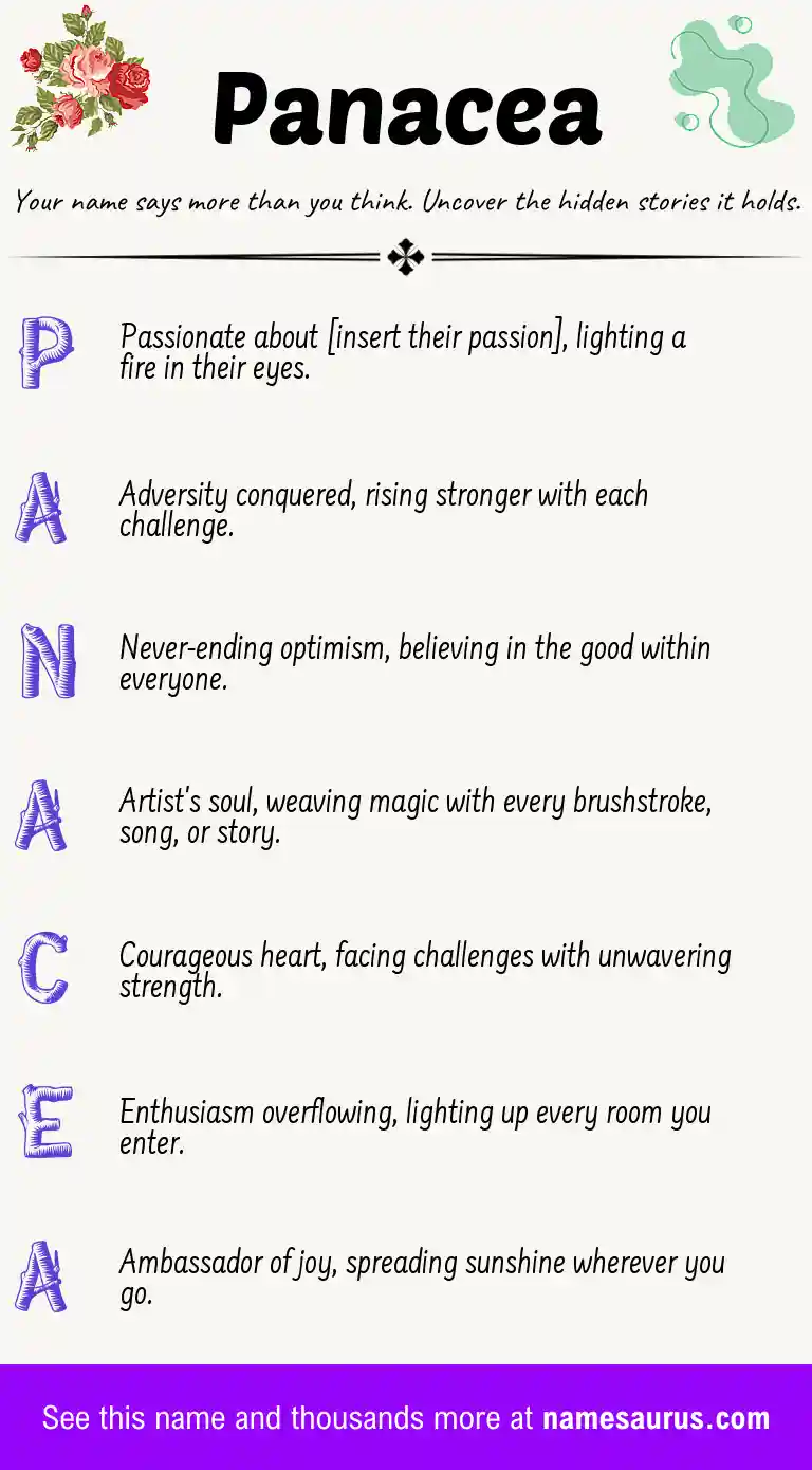 Acrostic poem about Panacea.