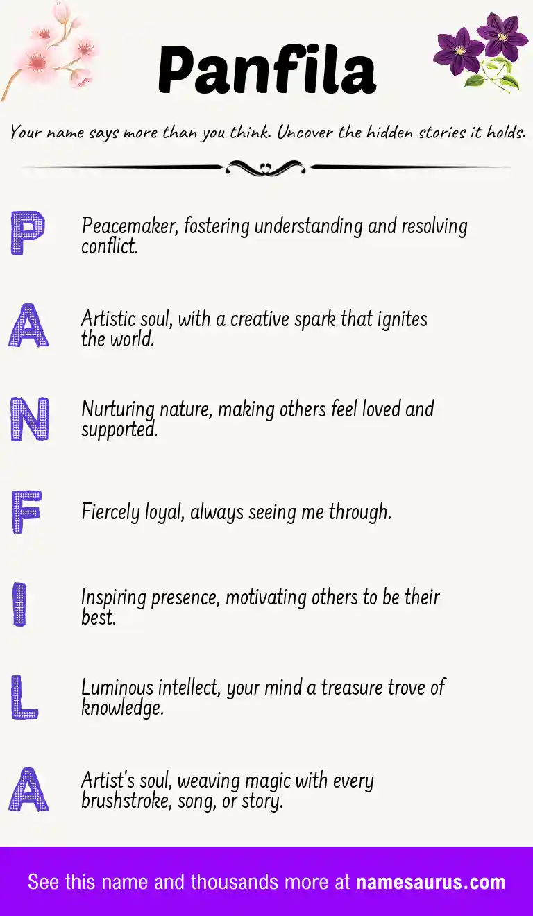Acrostic poem about Panfila.