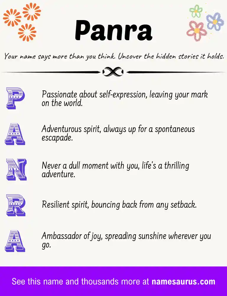 Acrostic poem about Panra.