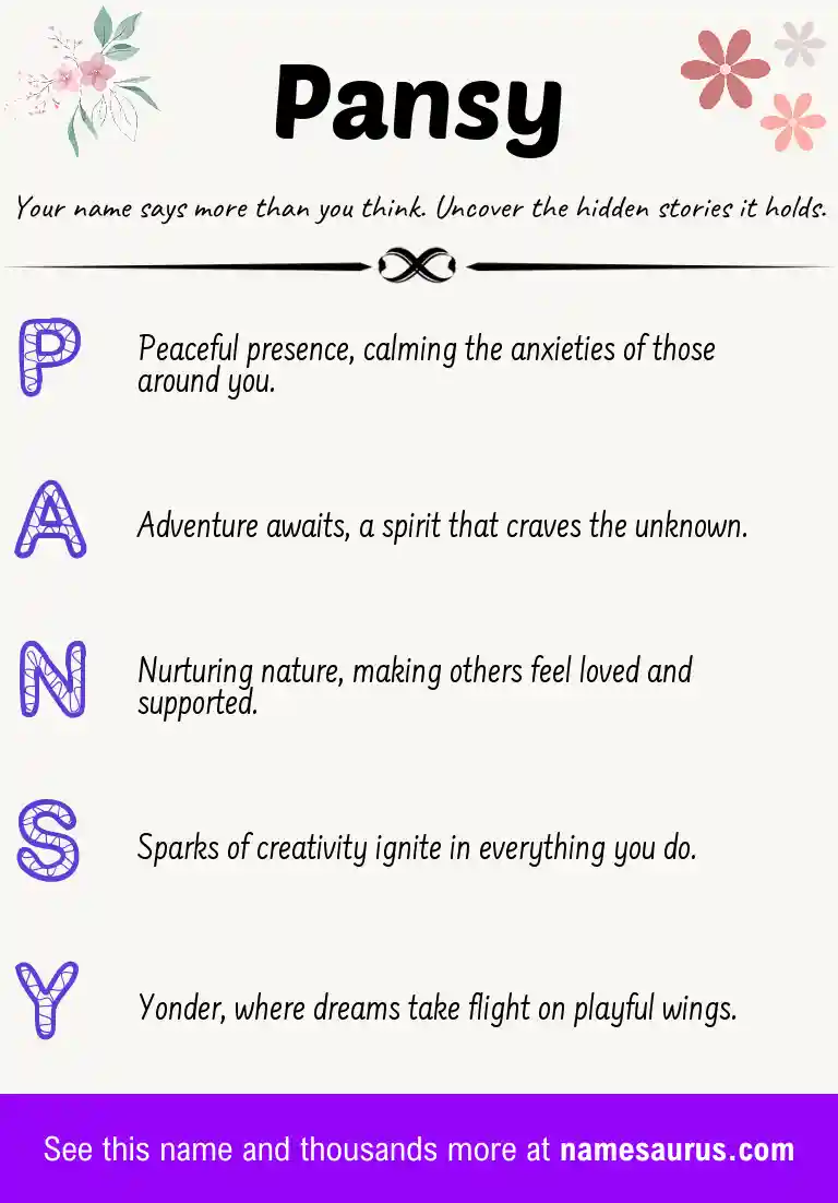 Acrostic poem about Pansy.