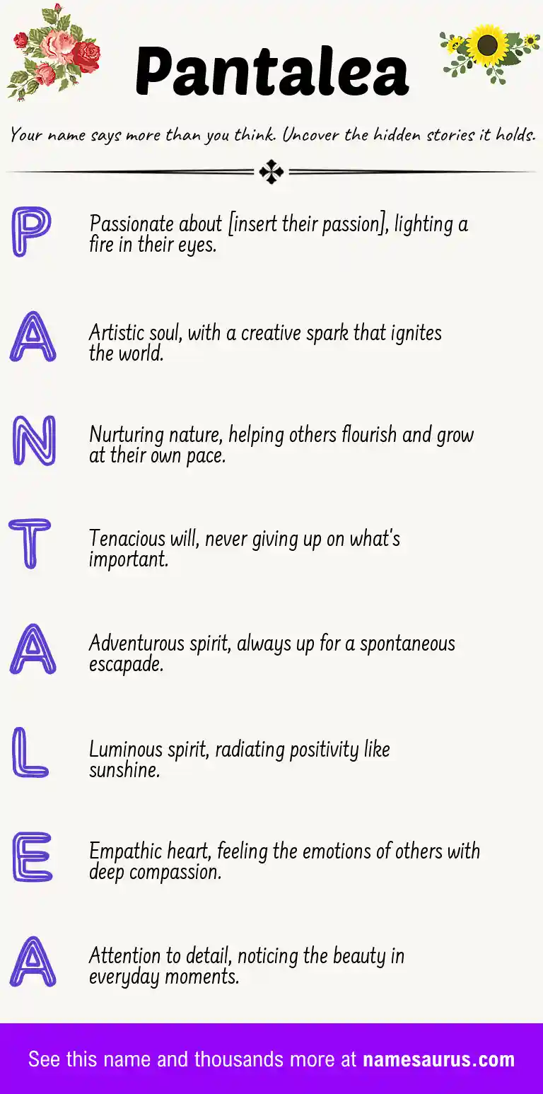 Acrostic poem about Pantalea.