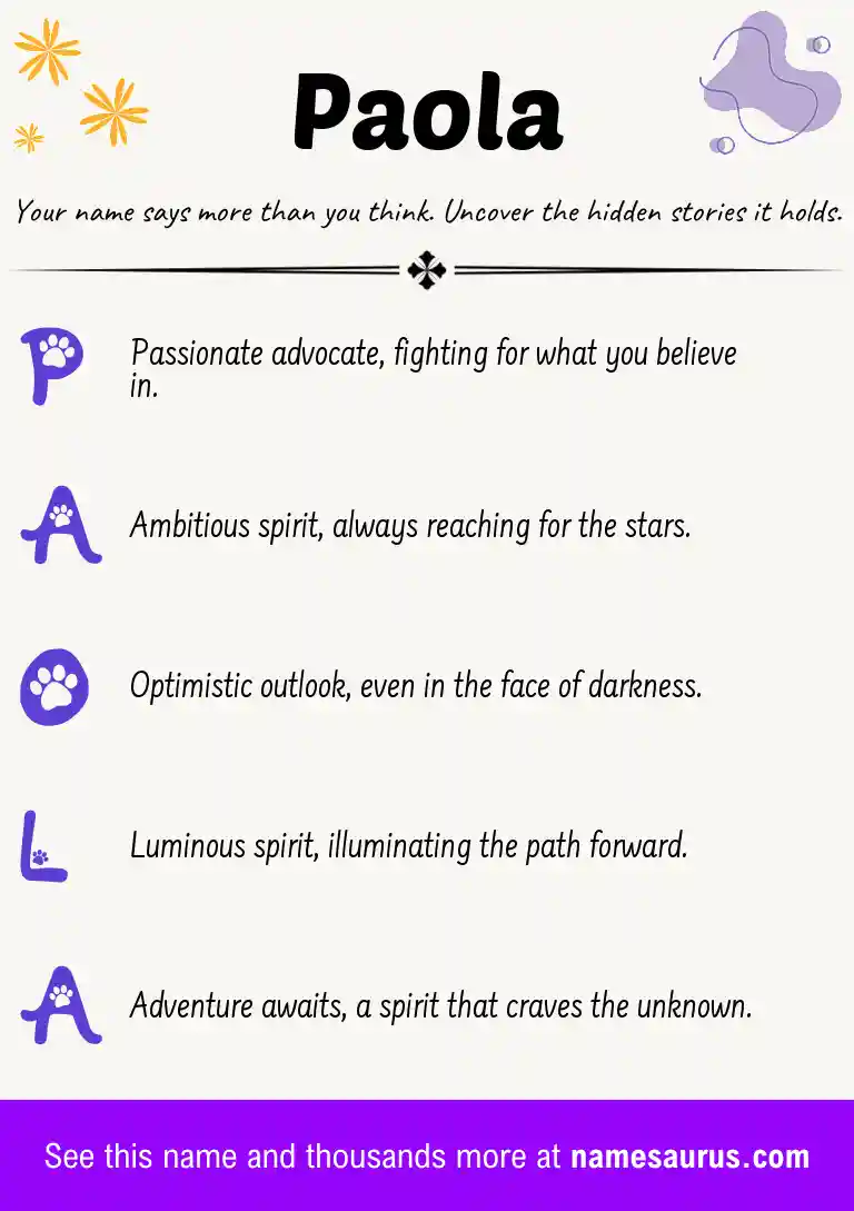 Acrostic poem about Paola.