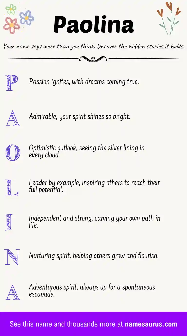 Acrostic poem about Paolina.